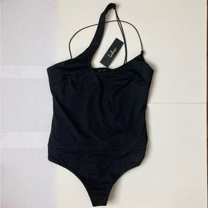 LULU’S black asymmetrical bodysuit Size Small